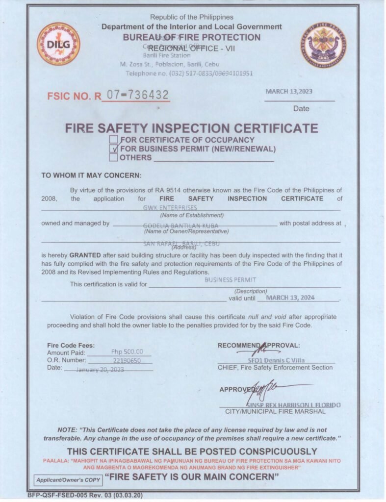 Fire Safety Inspection Certificate Red Square Pavers